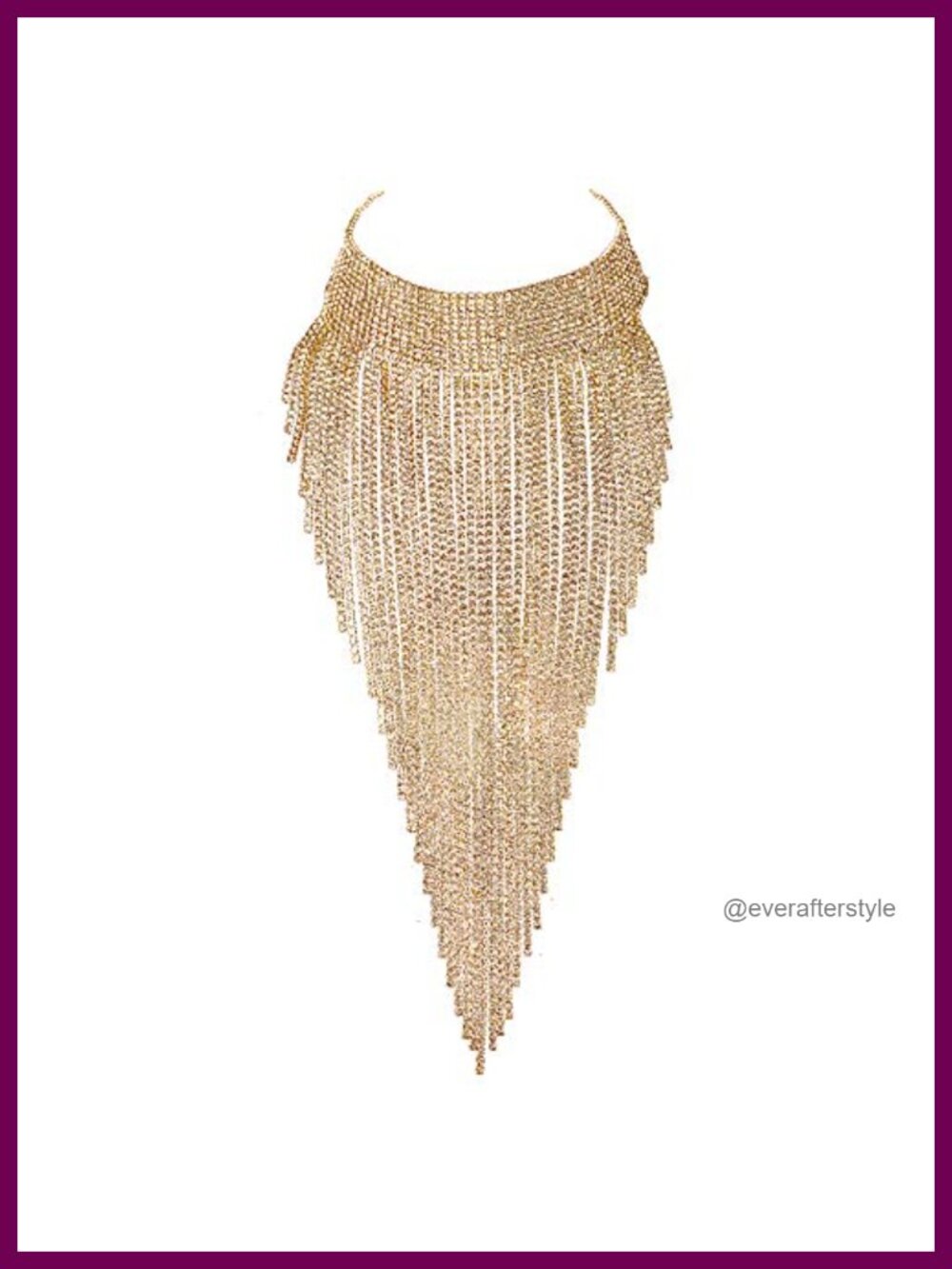 Rhinestone Statement Necklace Tassel Bib Choker Gold-Tone Costume Jewelry Party